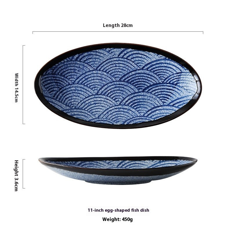 Seablossom Oval Ceramic Fish Plate