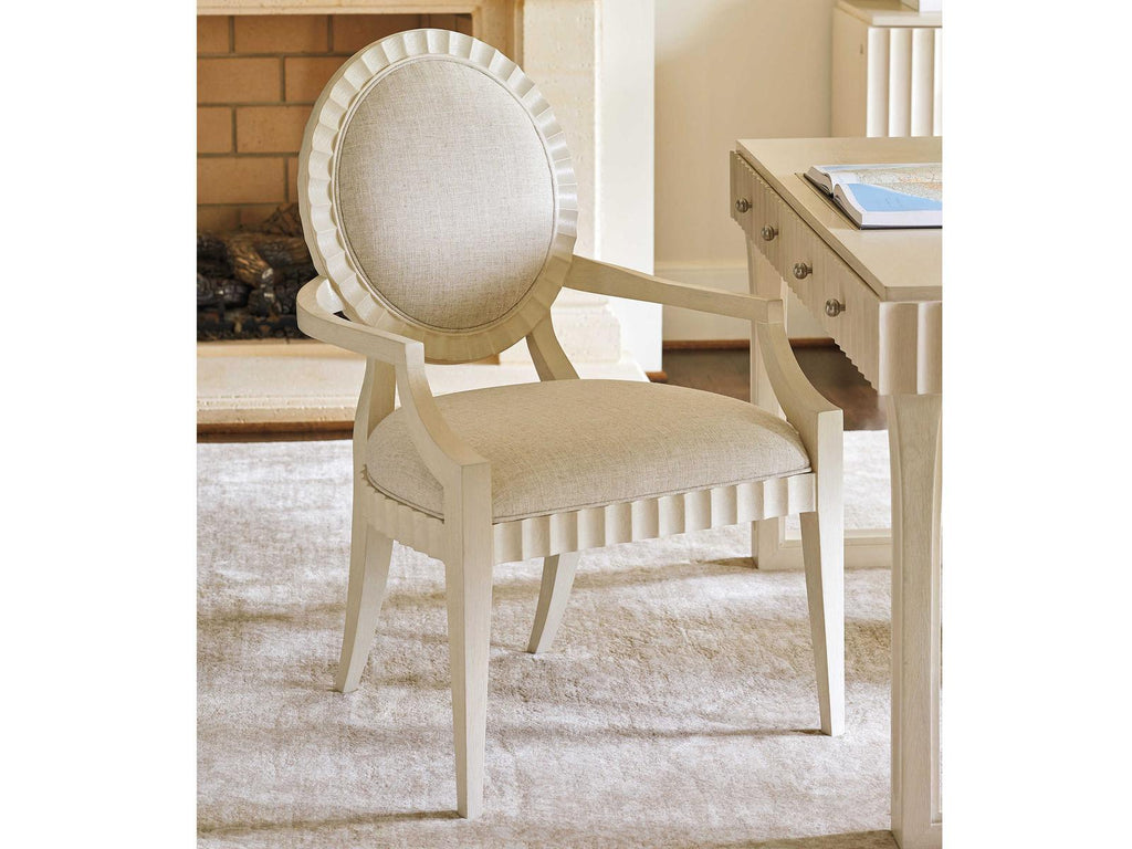 Cascades Oak Wood White Upholstered Arm Dining Chair
