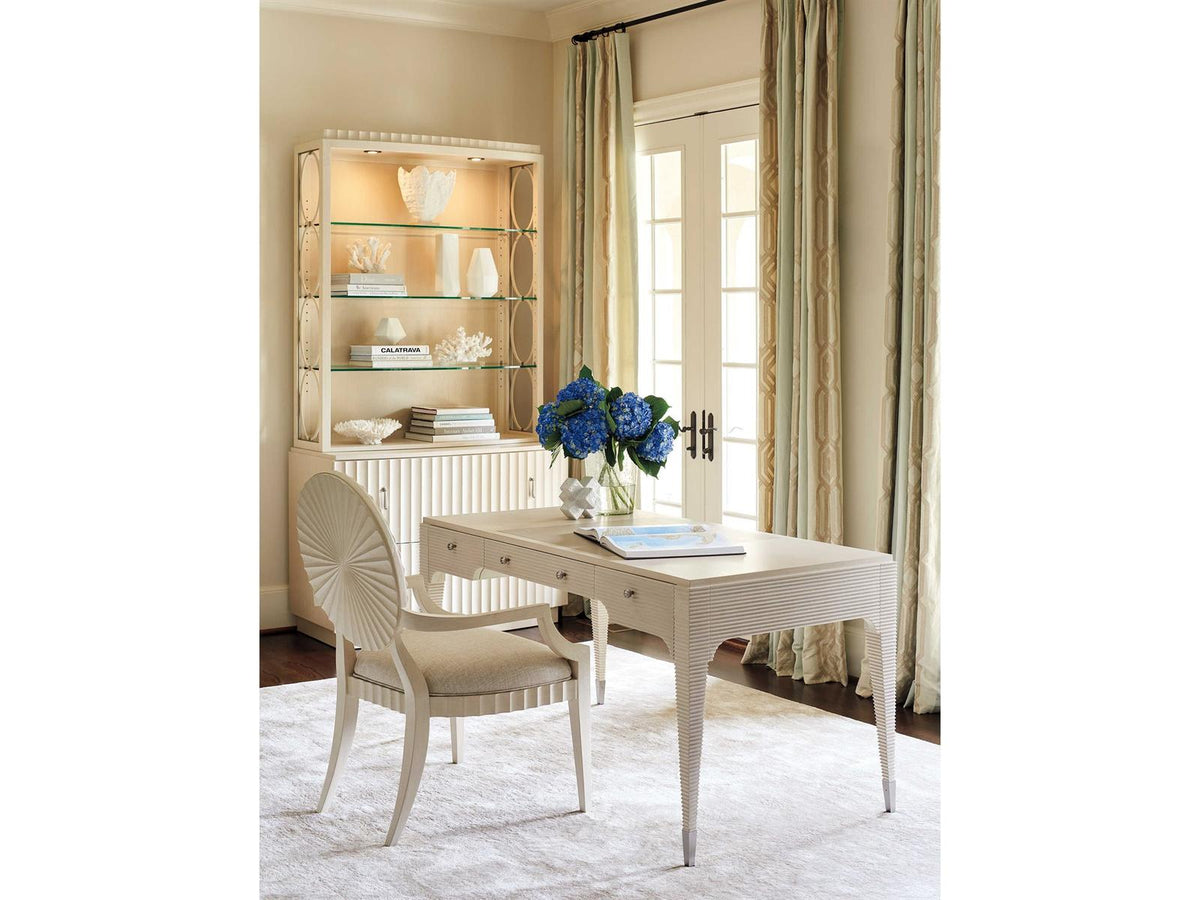 Cascades Oak Wood White Upholstered Arm Dining Chair