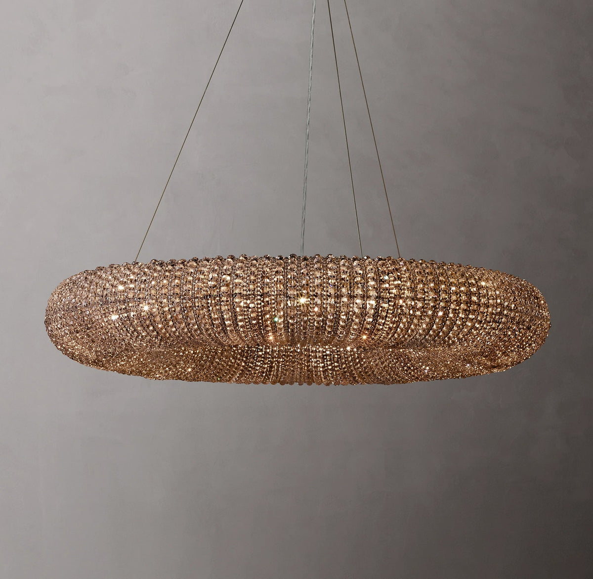 Smoked Crystal Bead LED Halo Chandelier