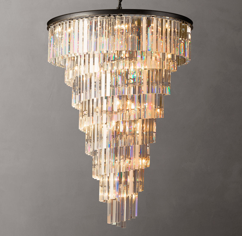 Spiral Iron Crystal Chandelier