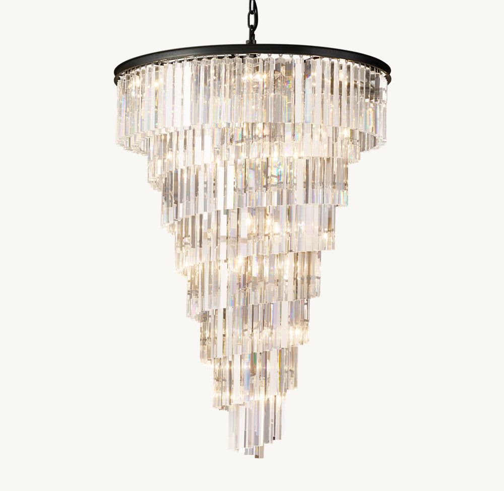 Spiral Iron Crystal Chandelier