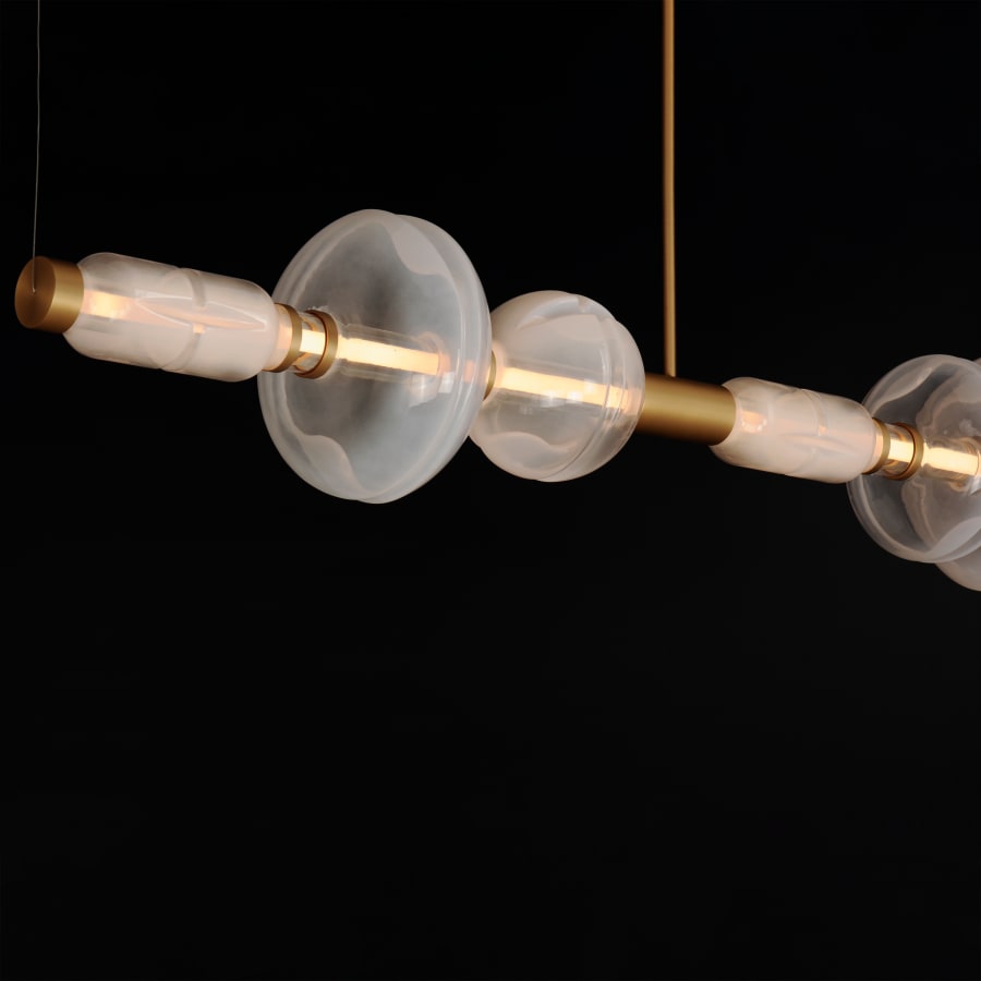 Studio M Gusto 71" Wide LED Abstract Linear Chandelier with Hand-Blown Glass Shades