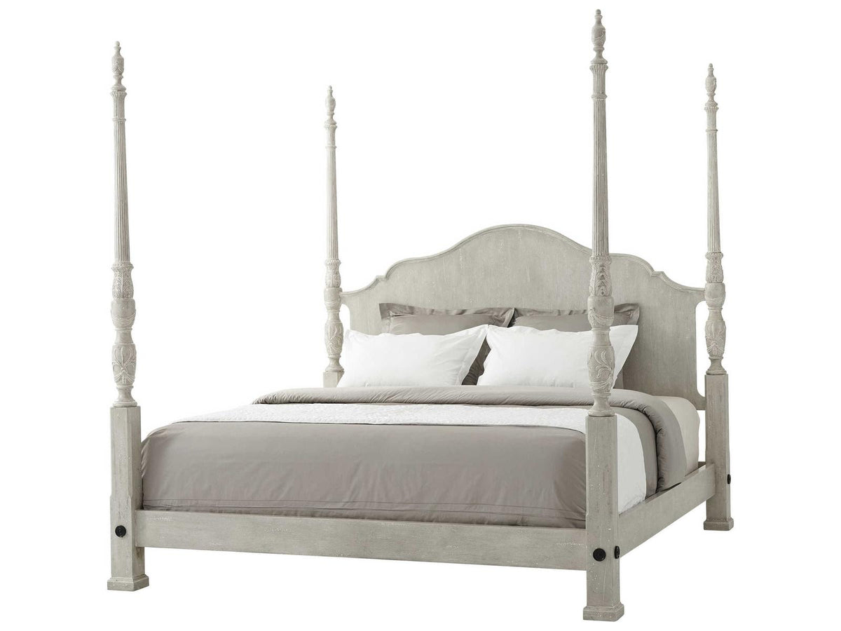 Middleton King Four Poster Rice Bed Limewash Mahogany