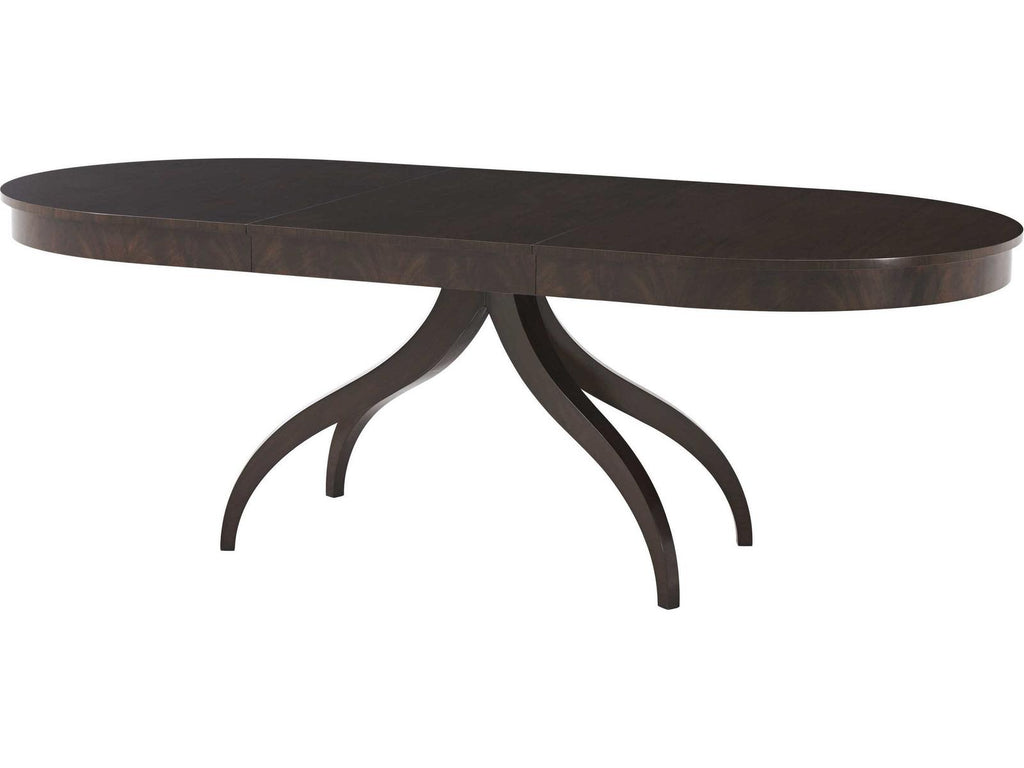 Composition Oval Wood Morado Veneer Mahogany Dining Table