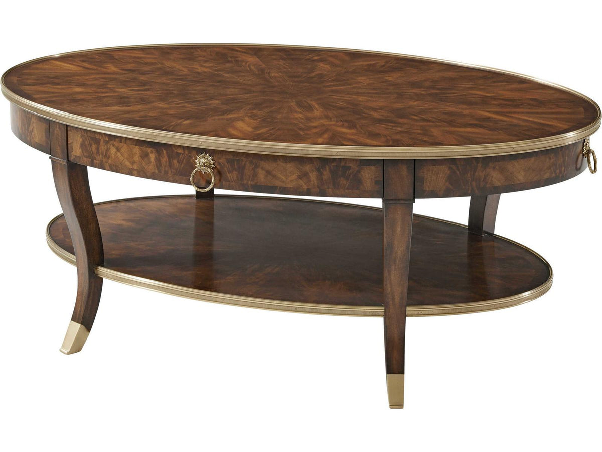 Essential Oval Cocktail Table in Ramsey Mahogany and Brass