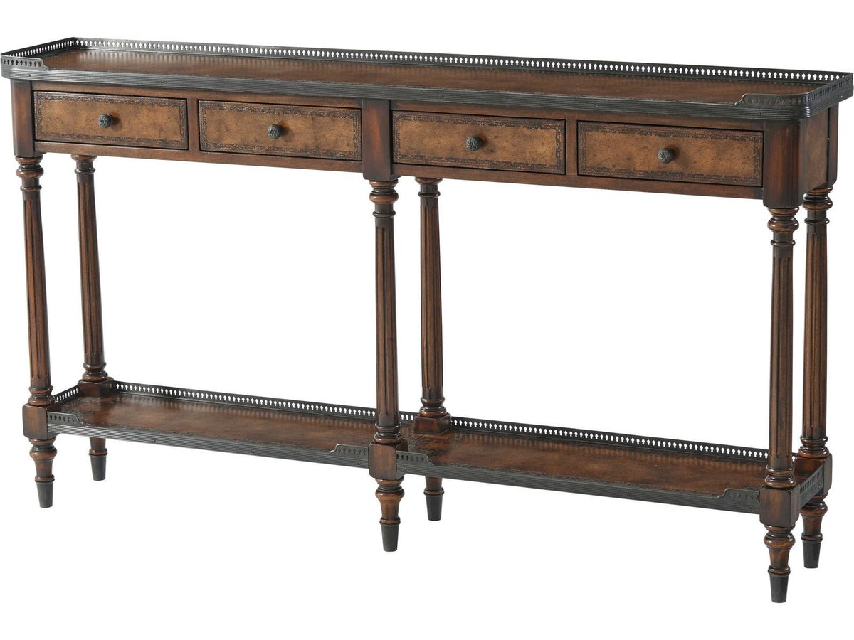 The Louis XVI Leather Console Table with Brass Mounts