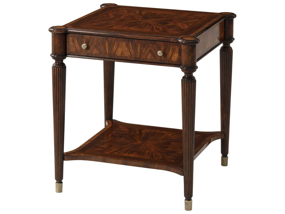 Yorke Flame Veneer Satinwood Side Table with Drawer