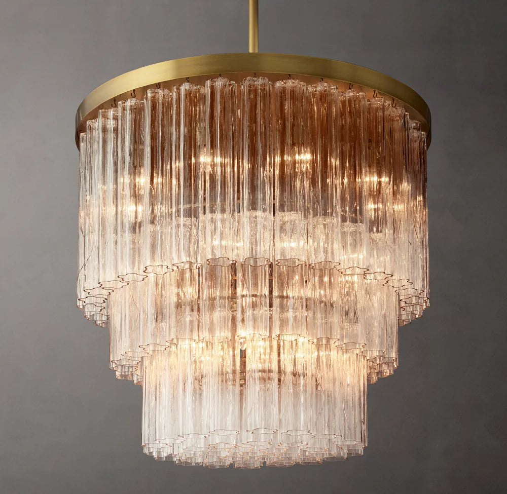 Three-Tier Clear Glass Tower Chandelier