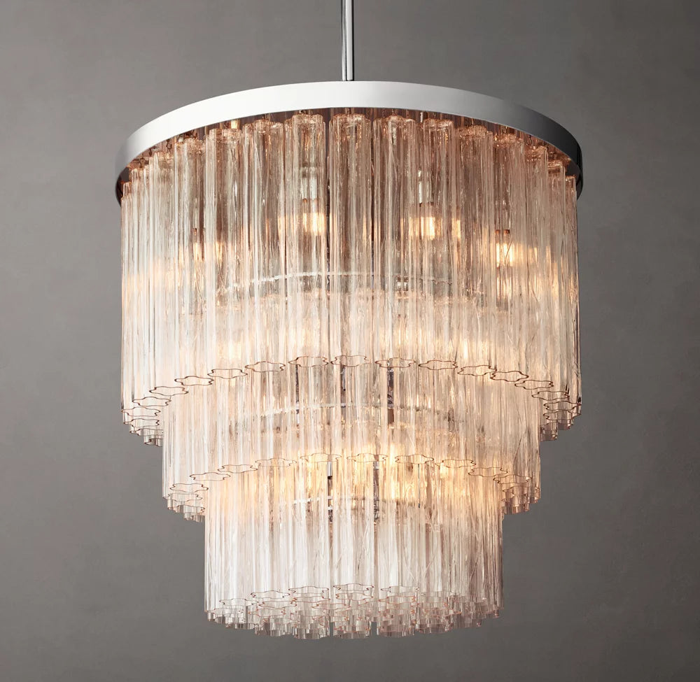Three-Tier Clear Glass Tower Chandelier