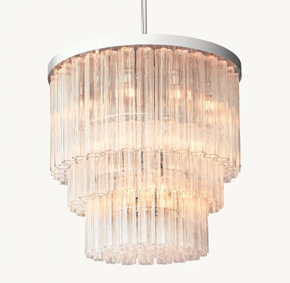 Three-Tier Clear Glass Tower Chandelier