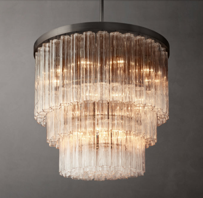 Three-Tier Clear Glass Tower Chandelier