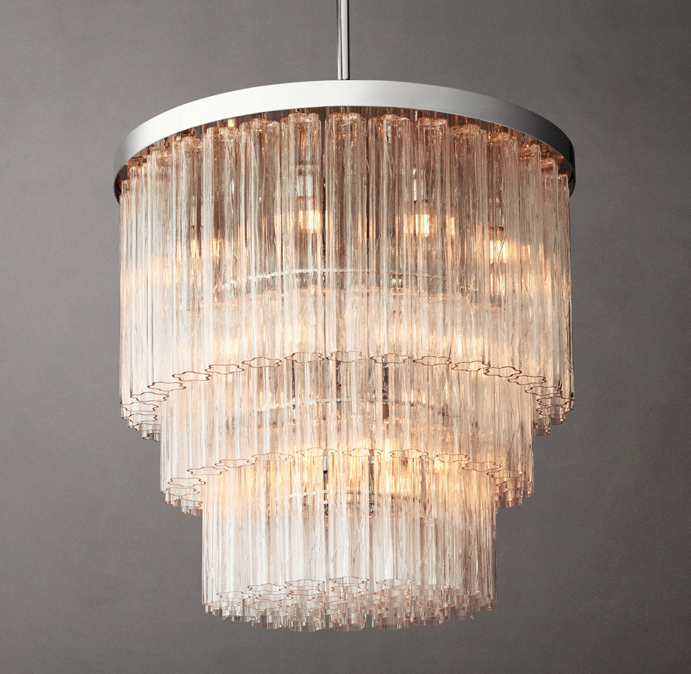 Three-Tier Clear Glass Tower Chandelier