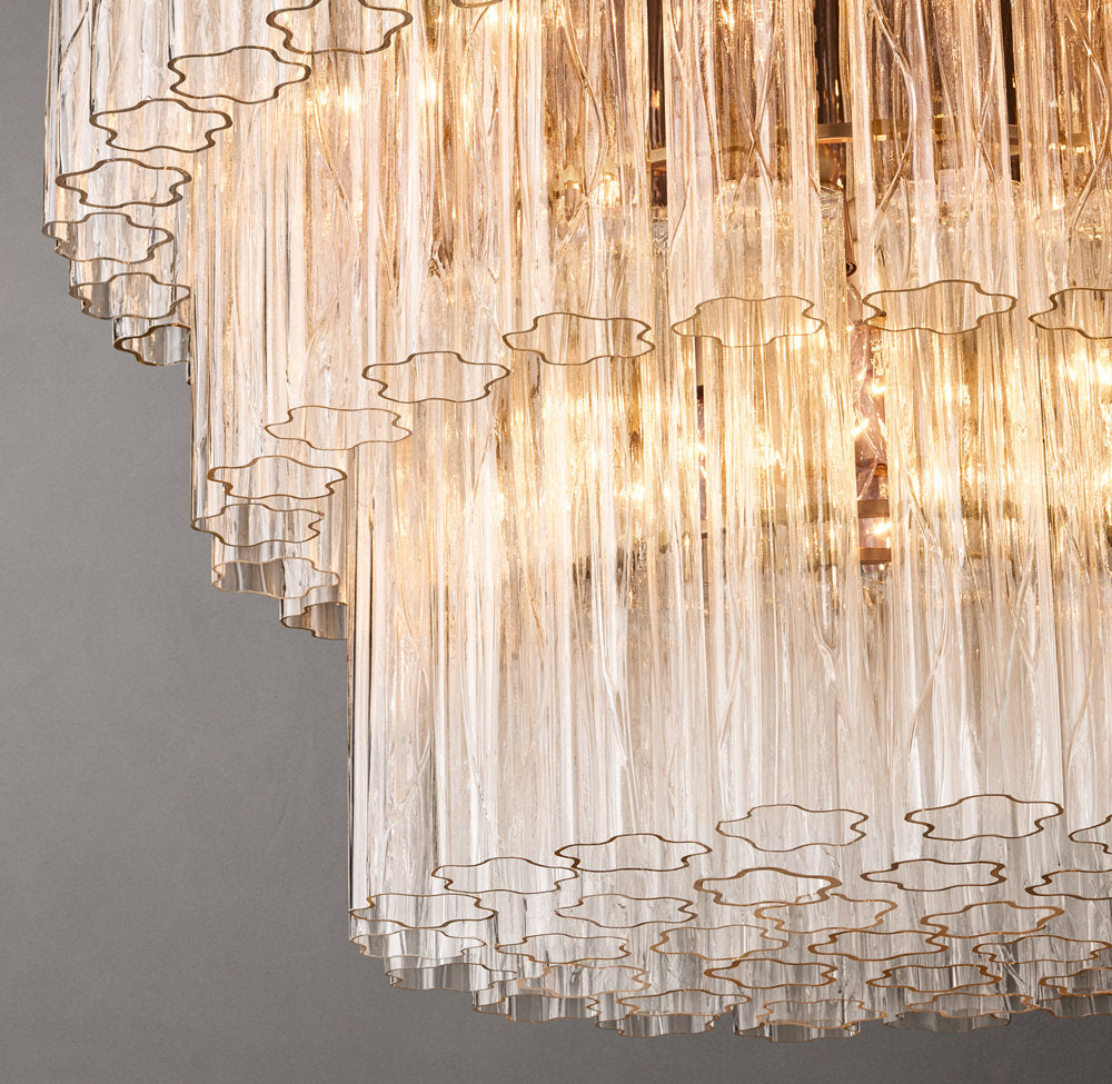 Three-Tier Clear Glass Tower Chandelier