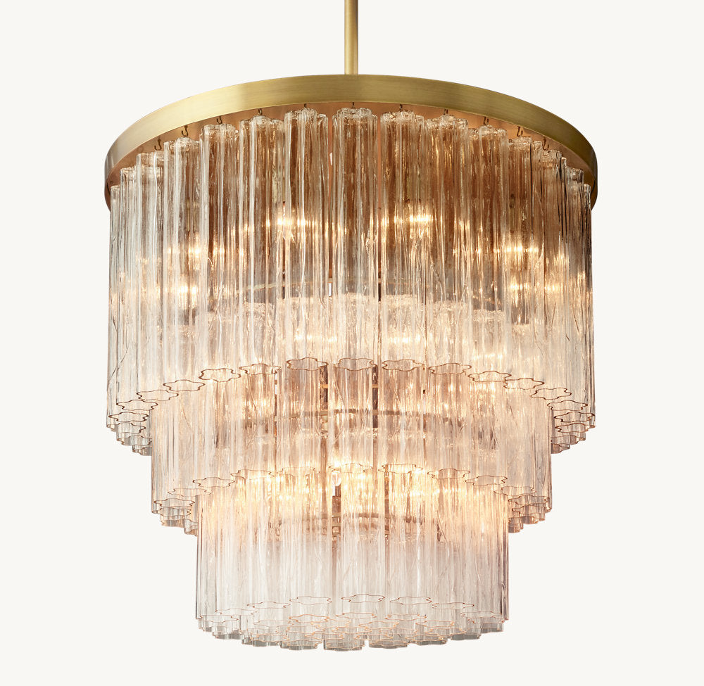 Three-Tier Clear Glass Tower Chandelier