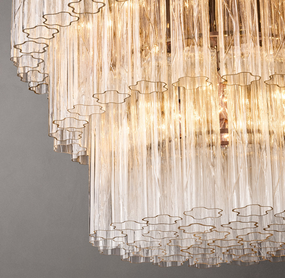 Three-Tier Clear Glass Tower Chandelier