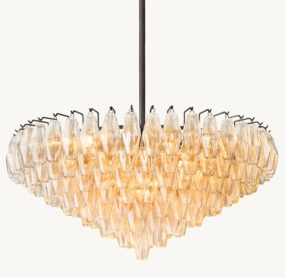 Tiered Clear Glass Drum Chandelier