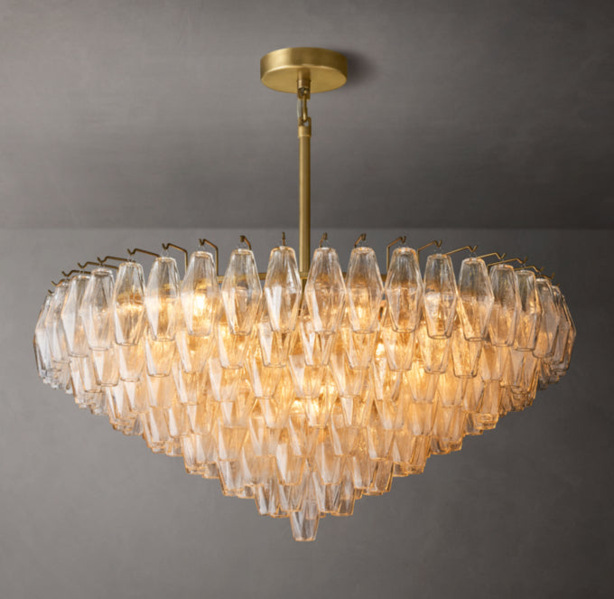 Tiered Clear Glass Drum Chandelier