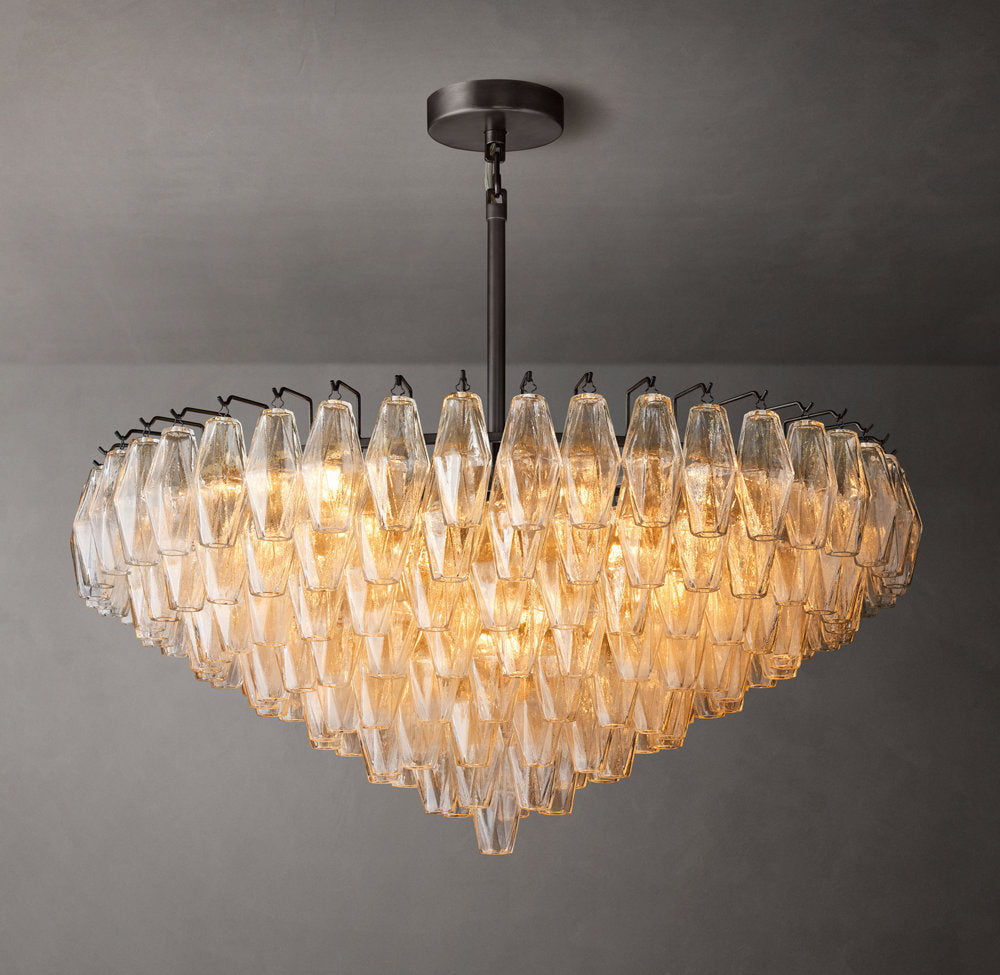 Tiered Clear Glass Drum Chandelier