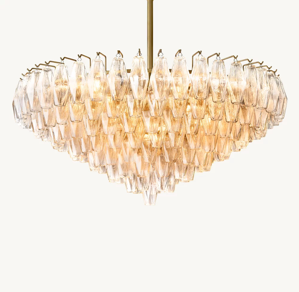 Tiered Clear Glass Drum Chandelier