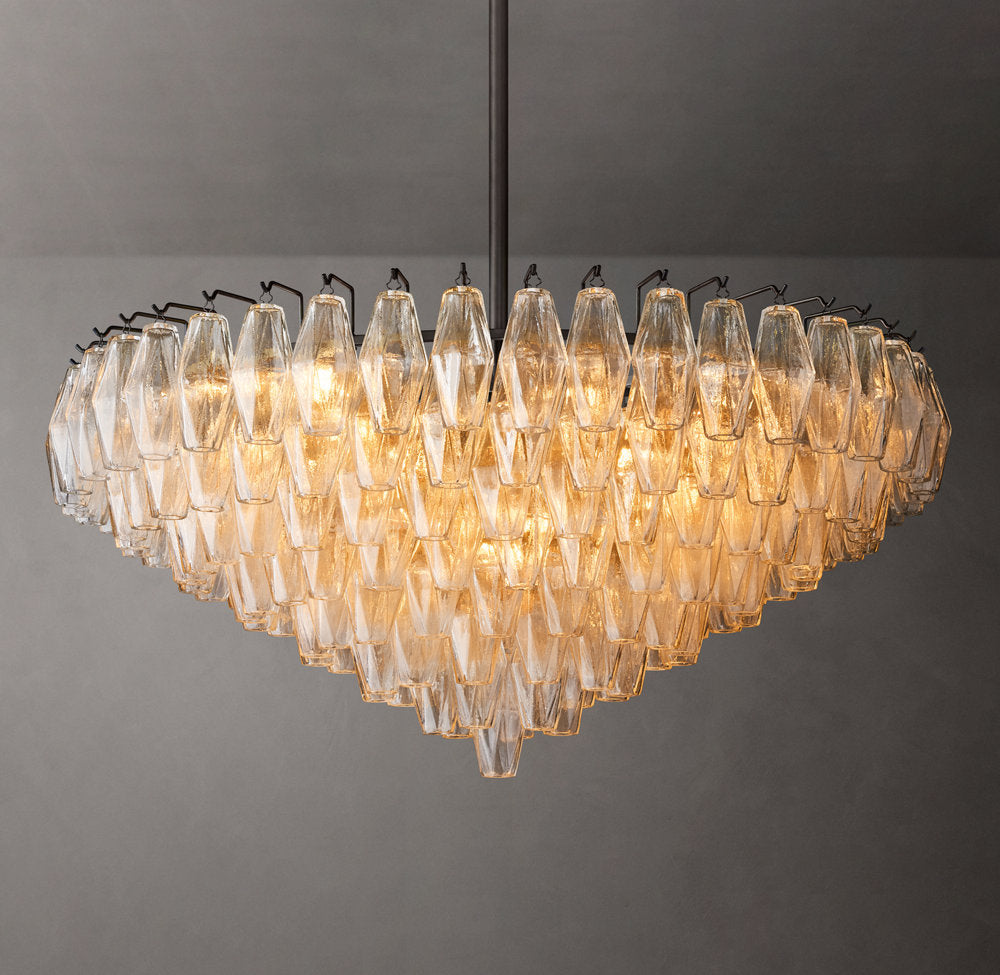 Tiered Clear Glass Drum Chandelier
