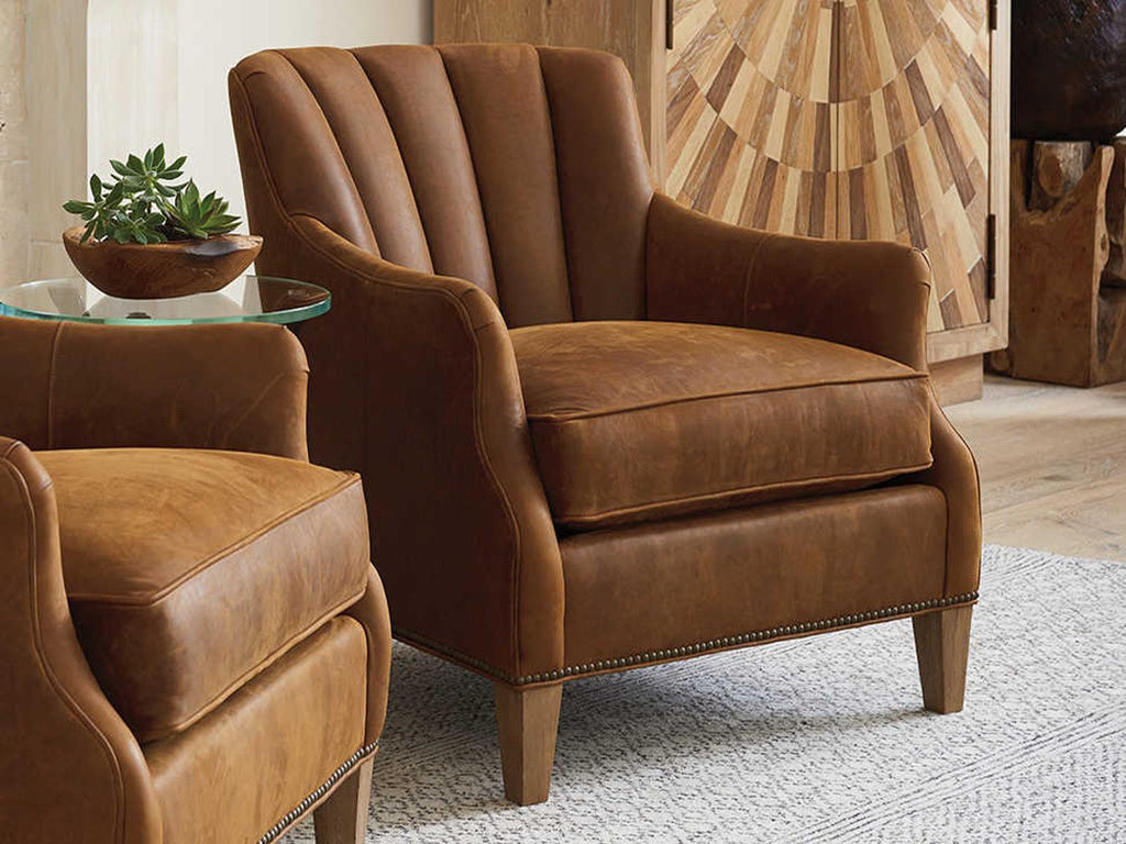 Home Los Altos Princeton Leather Accent Chair with Nailhead Trim