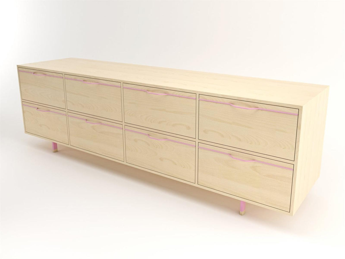 Chapman Storage Long 8-Drawers Beige Maple Wood Double Dresser