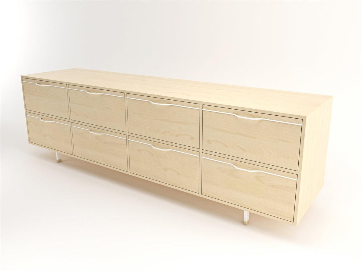 Chapman Storage Long 8-Drawers Beige Maple Wood Double Dresser