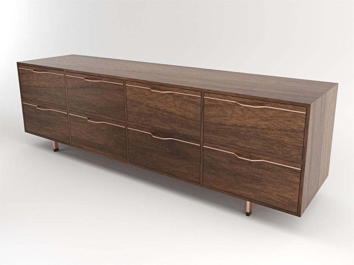 Chapman Storage Long 8-Drawers Brown Walnut Wood Double Dresser