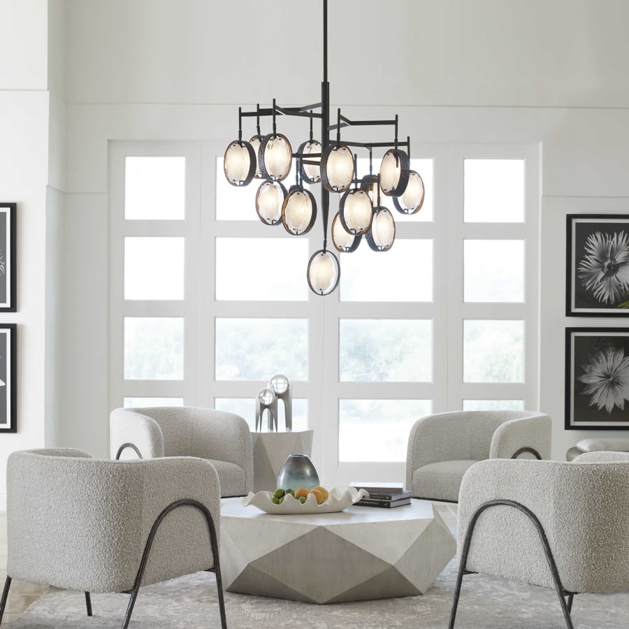 Uttermost Maxin 36" 15 Light Mid-Century Modern Industrial Large Chandelier
