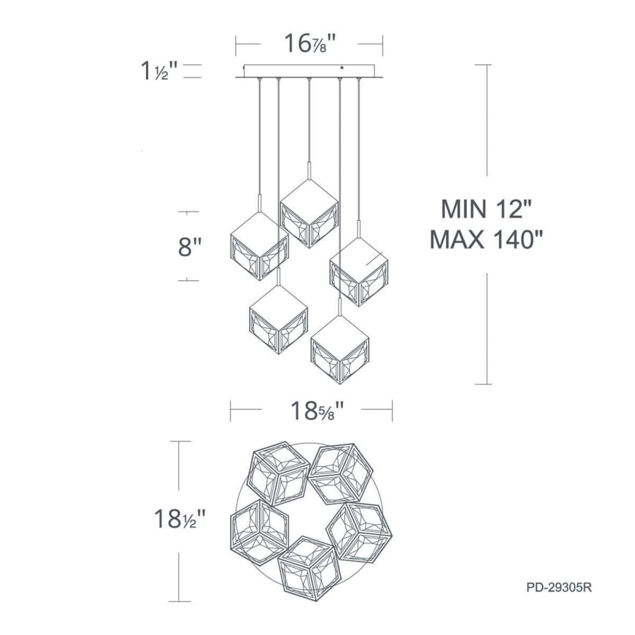 WAC Lighting Ice Cube 5 Light 19" Wide LED Multi Light Pendant