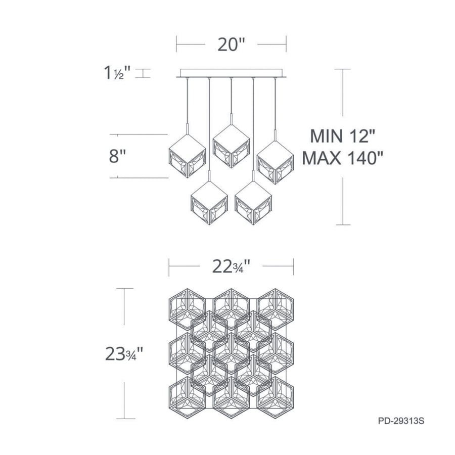 WAC Lighting Ice Cube 13 Light 23" Wide LED Multi Light Pendant