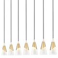 Z-Lite Aimie 7 Light 54" Wide Linear Pendant with 16" Tall White Swirl Glass Shades