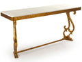 Emeline Rectangular Console Table in Off-White Marble and Gold Leaf