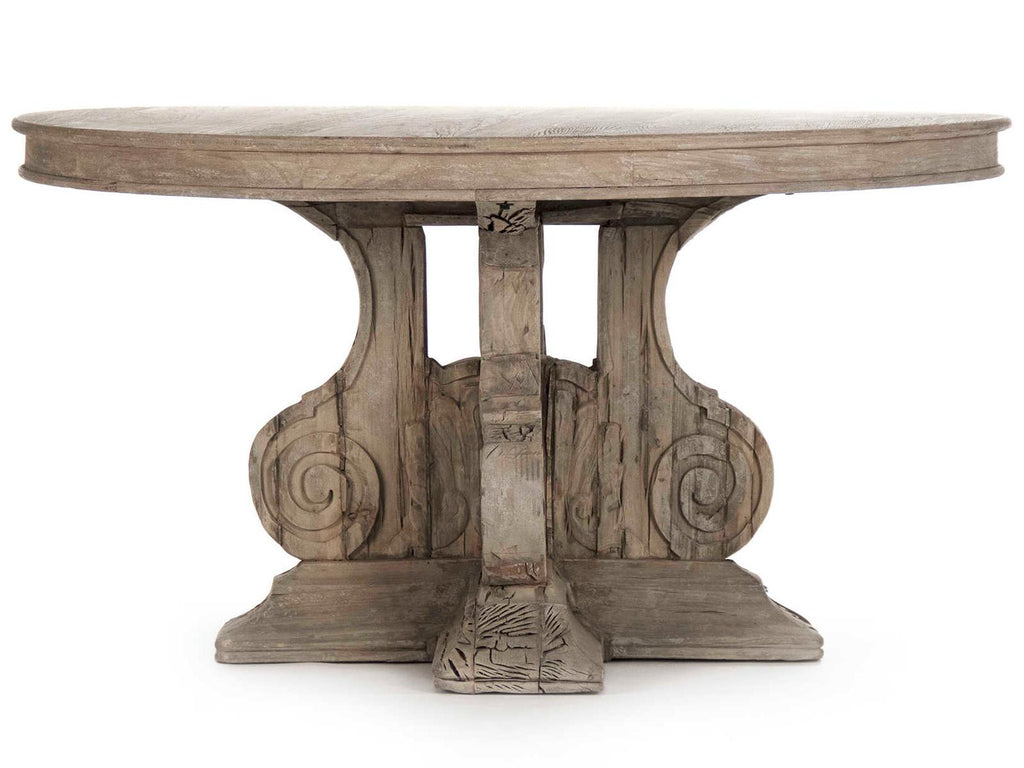 Adam 55-Inch Round Dining Table in Weathered Elm and Poplar
